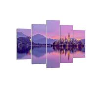 Impression sur Toile 150x100cm Tableaux Image Photo Paysage Montagne Lac église