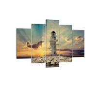 Impression sur Toile 150x100cm Tableaux Image Photo Phare eau mer pierres