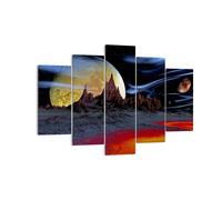 Impression sur Toile 150x100cm Tableaux Image Photo Planète lune univers