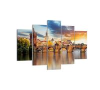Impression sur Toile 150x100cm Tableaux Image Photo Prague pont histoire rivière