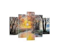 Impression sur Toile 150x100cm Tableaux Image Photo Rivière Soleil Arbres