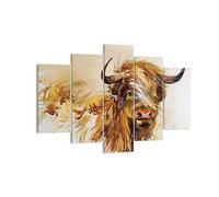 Impression sur Toile 150x100cm Tableaux Image Photo Taureau Scotch Aquarelle