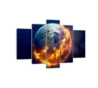 Impression sur Toile 150x100cm Tableaux Image Photo Univers Terre Feu globe