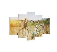 Impression sur Toile 150x100cm Tableaux Image Photo Vélo Prairies Fleurs