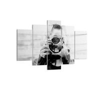Impression sur Toile 150x100cm Tableaux Image Photographe Noir Et Blanc Double