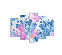 Impression sur Toile 150x100cm Tableaux Image Plumes oiseaux colorés composition