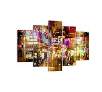 Impression sur Toile 150x100cm Tableaux Image Rue lumières nuit illustration