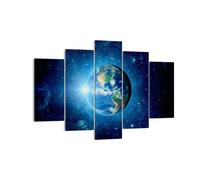 Impression sur Toile 150x100cm Tableaux Image Terre Univers Etoiles Galaxie