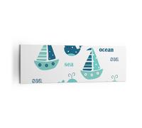 Impression sur Toile 160x50cm Tableaux Baleines navires enfants étoiles de mer