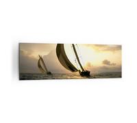 Impression sur Toile 160x50cm Tableaux bateau coucher du soleil Paysage