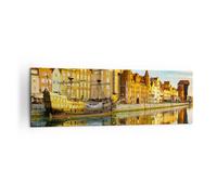 Impression sur Toile 160x50cm Tableaux Bateau rivière architecture histoire