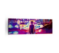 Impression sur Toile 160x50cm Tableaux futuriste graphiques ville éclairage