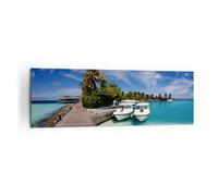 Impression sur Toile 160x50cm Tableaux Île des Maldiviens archipel océan hutte