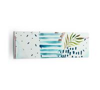 Impression sur Toile 160x50cm Tableaux Image Aquarelle palmier tropique bateau