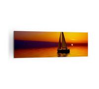 Impression sur Toile 160x50cm Tableaux Image Bateau coucher de soleil paysage