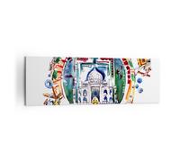 Impression sur Toile 160x50cm Tableaux Image Éléphants Inde Religion culture