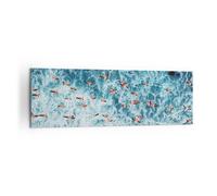 Impression sur Toile 160x50cm Tableaux Image Flamants roses Caraïbes Oiseaux