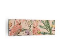 Impression sur Toile 160x50cm Tableaux Image Flamingos Plantes oiseaux exotiques