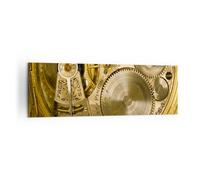 Impression sur Toile 160x50cm Tableaux Image Horloge montre mécanisme laiton