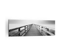 Impression sur Toile 160x50cm Tableaux Image Jetée Point De Vue Noir Et Blanc