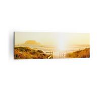 Impression sur Toile 160x50cm Tableaux Image le lever du soleil vague île océan