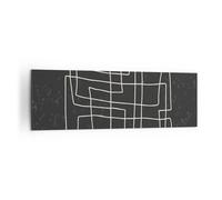 Impression sur Toile 160x50cm Tableaux Image Noir Et Blanc Labyrinthe Ligne