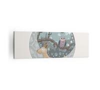 Impression sur Toile 160x50cm Tableaux Image Photo Animaux Nuit Lune hibou