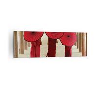 Impression sur Toile 160x50cm Tableaux Image Photo Bhoutan Parapluie Rouge