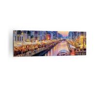Impression sur Toile 160x50cm Tableaux Image Photo Canal Grande Soir Decoration