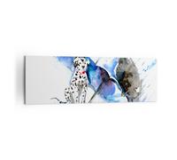 Impression sur Toile 160x50cm Tableaux Image Photo Chien parapluie pluie temps