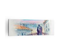 Impression sur Toile 160x50cm Tableaux Image Photo Couple Amour Ville Pont