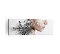 Impression sur Toile 160x50cm Tableaux Image Photo Femme Double Exposition