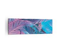Impression sur Toile 160x50cm Tableaux Image Photo Feuilles Rose Bleu Decoration