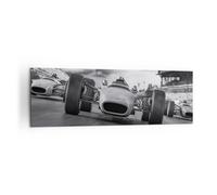 Impression sur Toile 160x50cm Tableaux Image Photo Formule 1 Noir Et Blanc