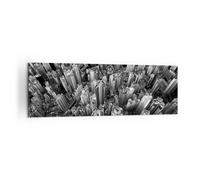 Impression sur Toile 160x50cm Tableaux Image Photo Gratte Ciels Avec Montagnes