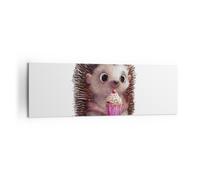 Impression sur Toile 160x50cm Tableaux Image Photo Hérisson Cupcake Pour Enfants
