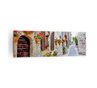 Impression sur Toile 160x50cm Tableaux Image Photo Italie rue fleurs histoire