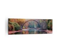Impression sur Toile 160x50cm Tableaux Image Photo Jardin Rhododendrons Pont