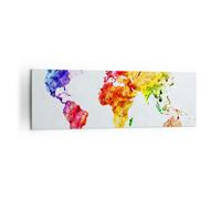 Impression sur Toile 160x50cm Tableaux Image Photo Monde Carte Coloré continents