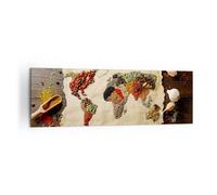 Impression sur Toile 160x50cm Tableaux Image Photo Monde Carte Épices couleurs