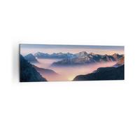 Impression sur Toile 160x50cm Tableaux Image Photo Montagnes Nuages Brouillard