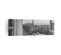 Impression sur Toile 160x50cm Tableaux Image Photo Noir Et Blanc Paris Balcon