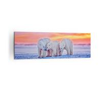 Impression sur Toile 160x50cm Tableaux Image Photo Ours Hiver Neige famille