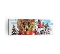 Impression sur Toile 160x50cm Tableaux Image Photo Ours Montagnes enfants hiver
