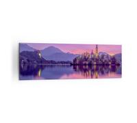 Impression sur Toile 160x50cm Tableaux Image Photo Paysage Montagne Lac église