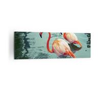Impression sur Toile 160x50cm Tableaux Image Photo Rose Flamants Roses Eau