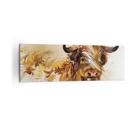 Impression sur Toile 160x50cm Tableaux Image Photo Taureau Scotch Aquarelle