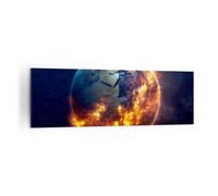 Impression sur Toile 160x50cm Tableaux Image Photo Univers Terre Feu globe