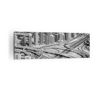 Impression sur Toile 160x50cm Tableaux Image Photo Ville Gratte-ciel Autoroute