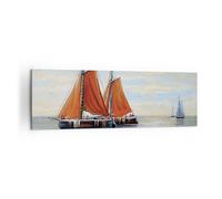 Impression sur Toile 160x50cm Tableaux Image Photo Voiliers Pétrole Orange